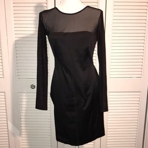 Zara LBD Strapless Seamed Dress w/Sheer Slvs & Round